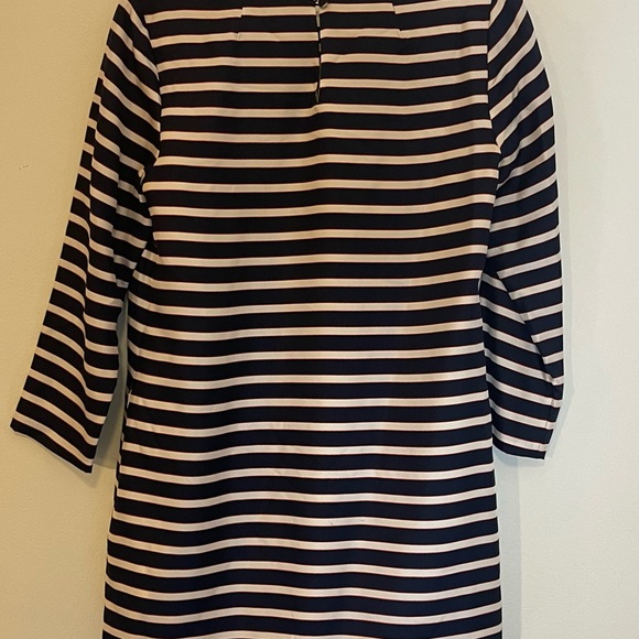 100% Silk J. Crew Size 8 Sheath Dress in Navy & White - Picture 2 of 13